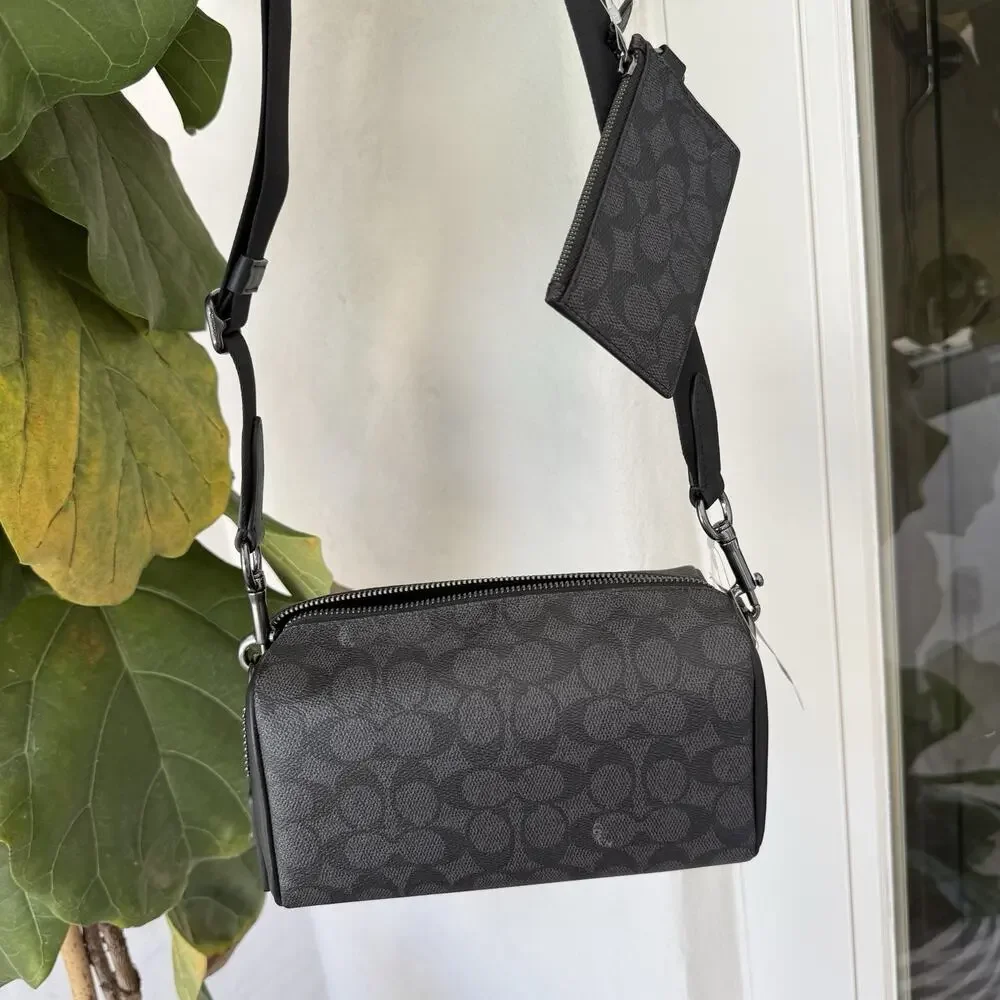 NWT Coach CV762 Axel Crossbody Bag In Signature Canvas Smooth Calf Leather $398